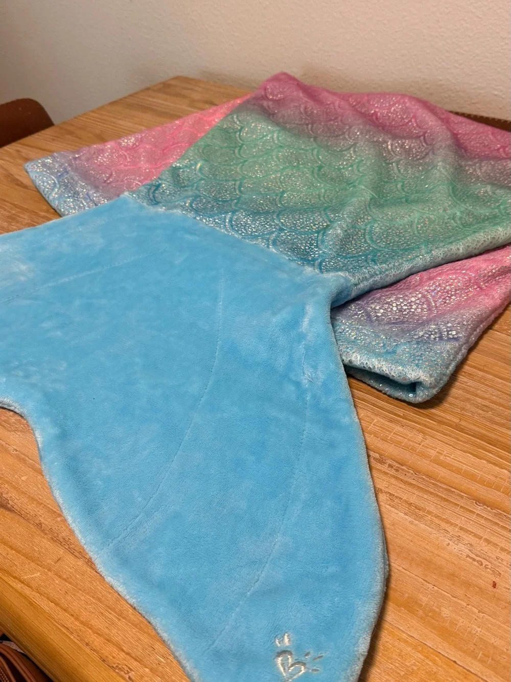 Justice Girls Mermaid Tail Blanket Soft Plush Pink, Teal & Blue